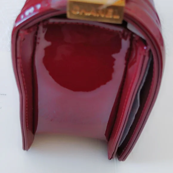 Burgundy Quilted Patent Statement Bag - Picture 3 of 8